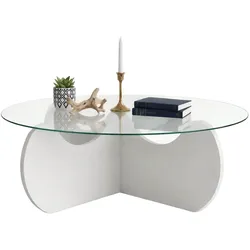Dmora Willow - Couchtisch, 90x90x30h cm Weiß, Rauchoptik