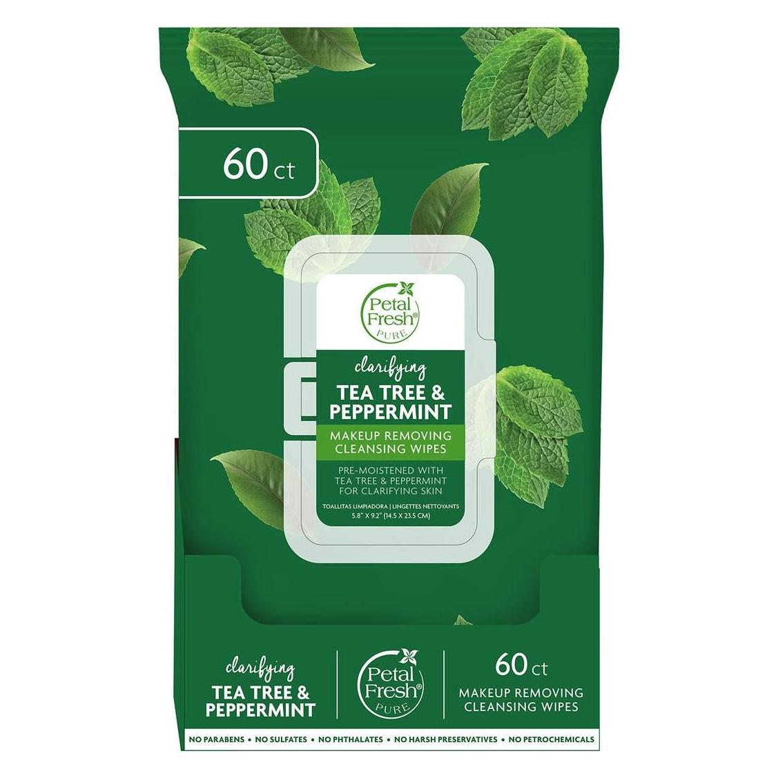 Petal Fresh - Pure Tea Tree & Peppermint Makeup Removing Wipes (Reinigungstücher Gesicht) (PF70303)
