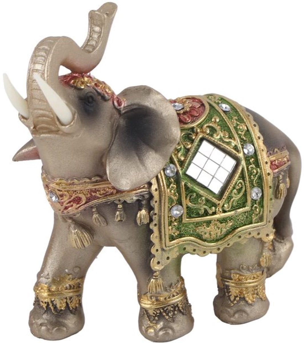 Olifant Beeld Geluk - Feng Shui Decoratie - Sculptuur Rijkdom - Hars Beeld met Antislip Onderkant