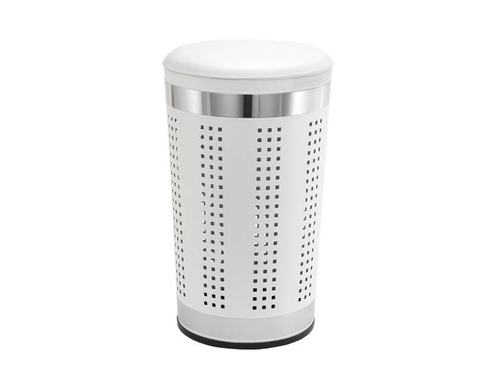 Wäschekorb Metall mit Deckel 46L weiss