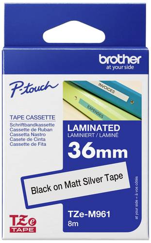 Brother TZe TZe-M961 Bandfarbe: Silber (matt) Schriftfarbe:Schwarz 36 mm 8 m