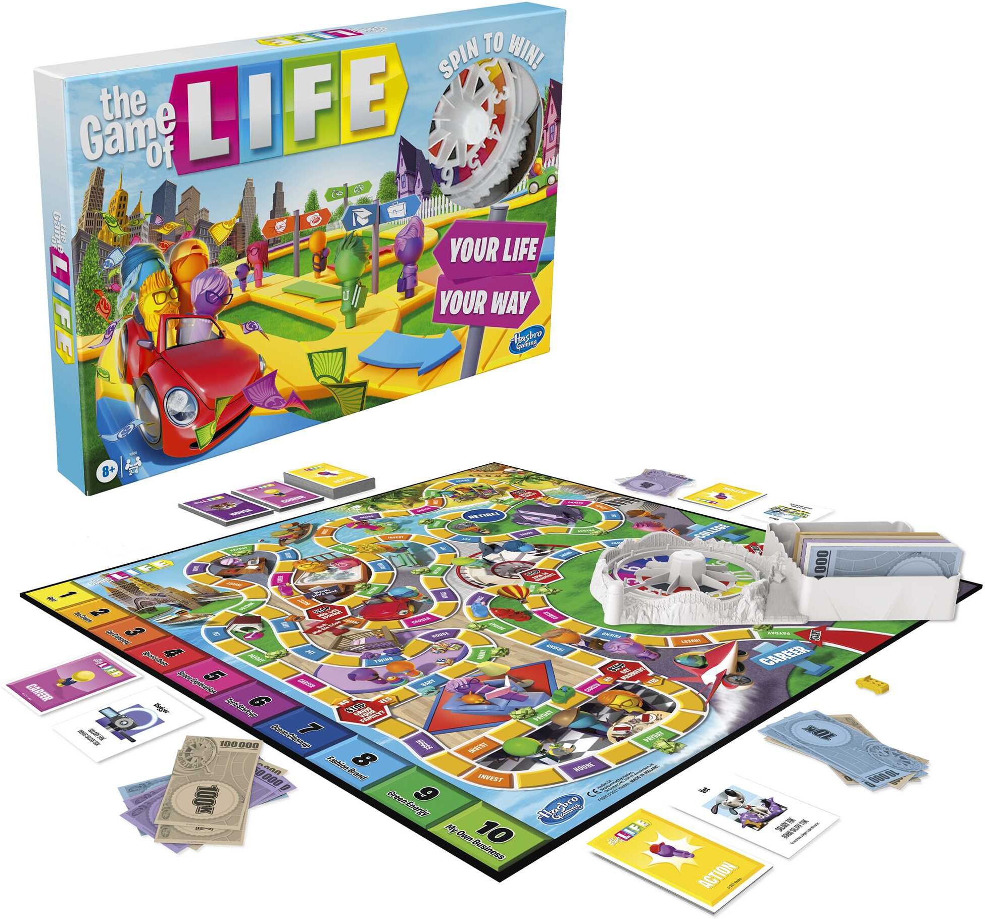 The Game of Life Classic (Refresh 2021) Family Board Game for 2-4 Players, Ages 8+, by Hasbro UK