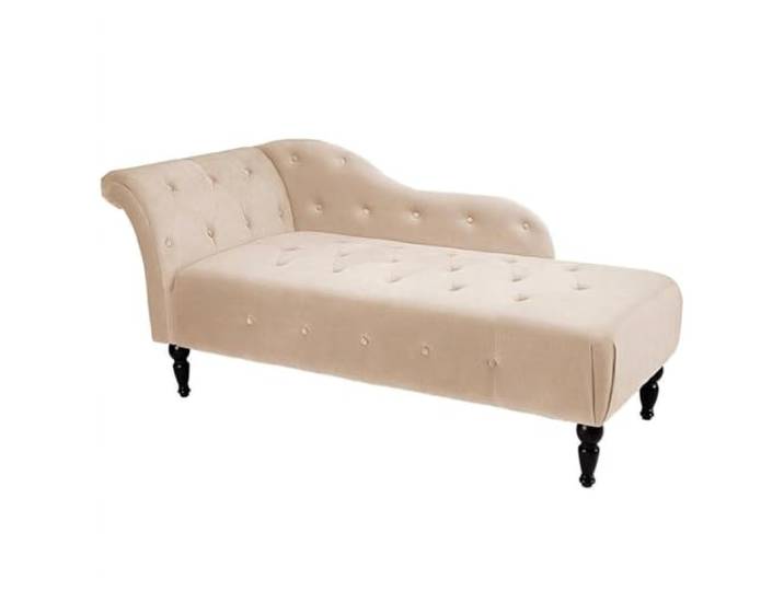 GarveeLife Komfortabler Samt-Chaiselongue Sessel, Hochbeinige Loungeliege Für Wohnzimmer Oder Schlafzimmer, Gepolsterter Relaxsessel Mit Hochdichtem Schaum Und Sperrholz-Kern, Beige (HY801-3)