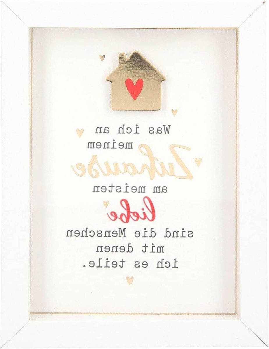 Wit houten fotolijst met decoratieve spreuk - 9 x 9 cm