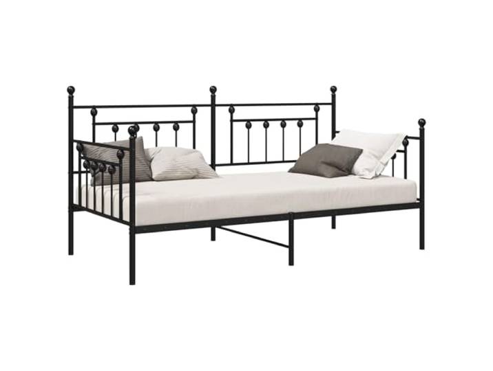 PUGYNBK Bettgestell für Tagesbett, Schwarz, 107 x 203 cm, Stahl Moderner rechteckiger Rahmen, pulverbeschichtet, kratzfest, elegante Rückenlehne