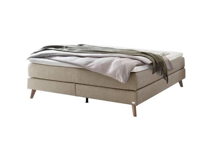Hasena Boxspringbett Beatriz sand Stoff/Holz/Holz 140 x 200 cm - Material: Stoff/Holz/Holzwerkstoff - Boxspringbett