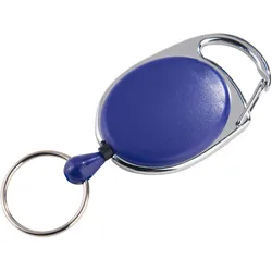 Ausziehbarer Schlüsselanhänger blau, ABS-Kunststoff, Metall