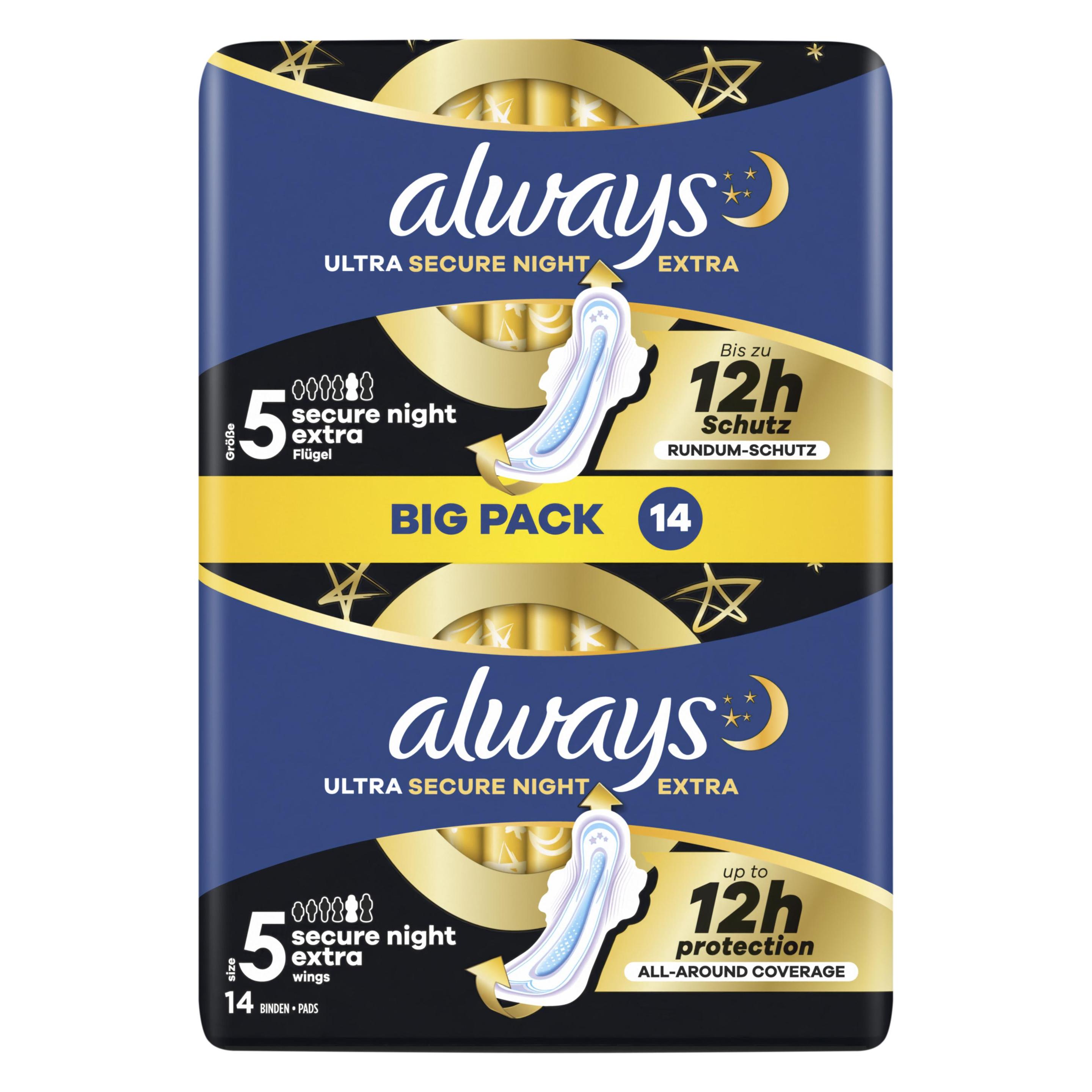 Always Ultra Binde Secure Night Extra mit Flügeln BigPack (972198)