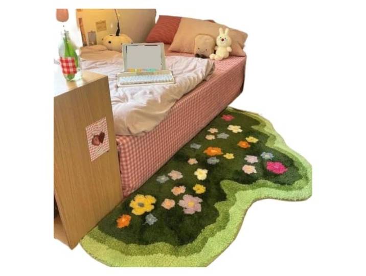 Zymjzbetic Teppiche mit unregelmäßigen Formen for Schlafzimmer und Zuhause Wohnzimmer-Dekorationsteppich, flauschige Nachttisch-Bodenmatte(Color 8,100x200cm)