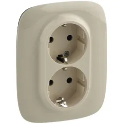 Legrand Valena Allure 2x Schutzkontakt-Doppelsteckdose für 1-fach Installationsdose (mandelweiß)