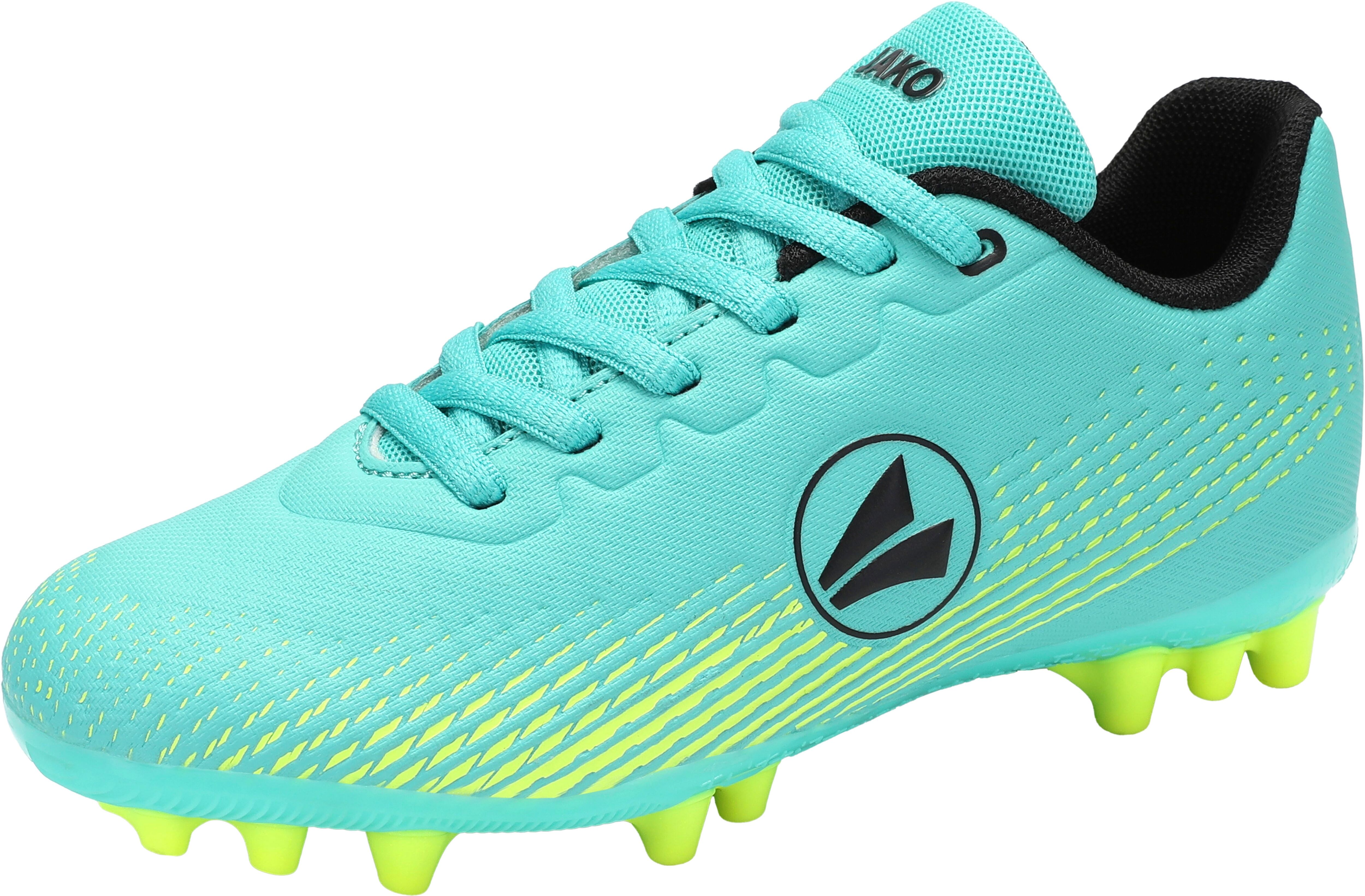 Fussballschuh JAKO "J-SFG Skill", Mädchen, Gr. 40, schnell trocknend, blau (türkis, lime), Synthetik, Schuhe Fussballschuh, für Rasen türkis, lime 40, schnell trocknend