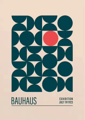 Inspire Picks Abstract Bauhaus Orange Wall Art Modern Geometric Sunrise Bicycle Poster 24 50x75cm No Frame