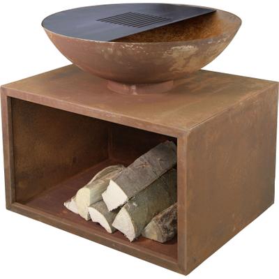 Holzkohlegrill BUSCHBECK "Planchagrill Rubigo rostoptik", braun (rost), B:70cm H:70cm T:70cm, Grills, BxH: 70x70cm