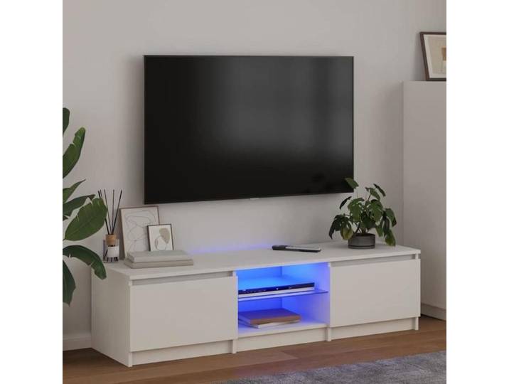 TV Cabinet with LED Lights White 55.1x15.7x14.2