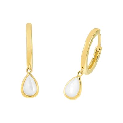 Paar Creolen AMOR "Drop", gold (gelbgoldfarben, weiß), Ohrringe, Damen, Silber 925 (Sterlingsilber)