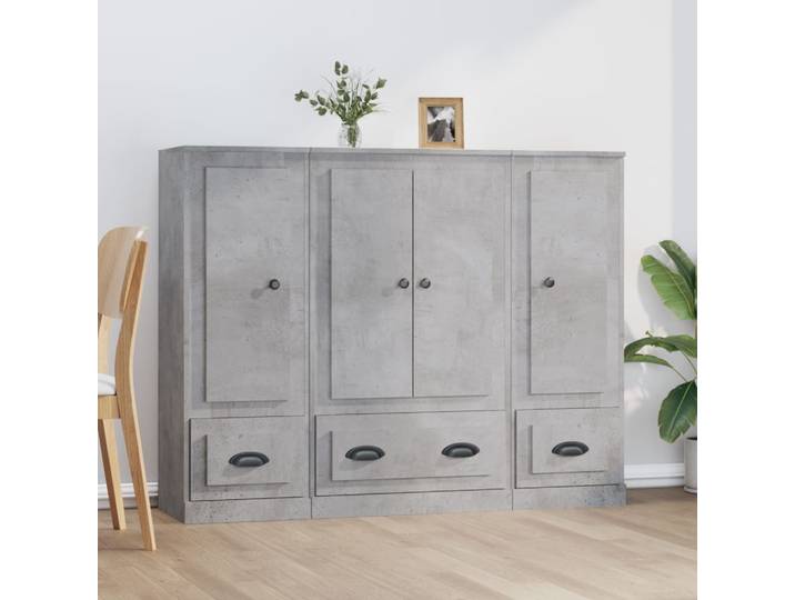 vidaXL Highboards 3 Stk. Betongrau Holzwerkstoff