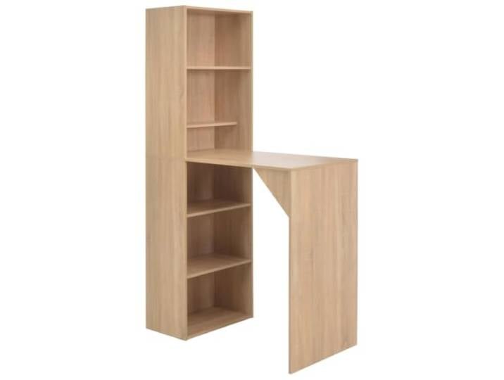 Bartisch mit Schrank in Eichenoptik 115x59x200 cm Stehtisch für Küche und Essbereich mit großem Lagerschrank für Weinflaschen