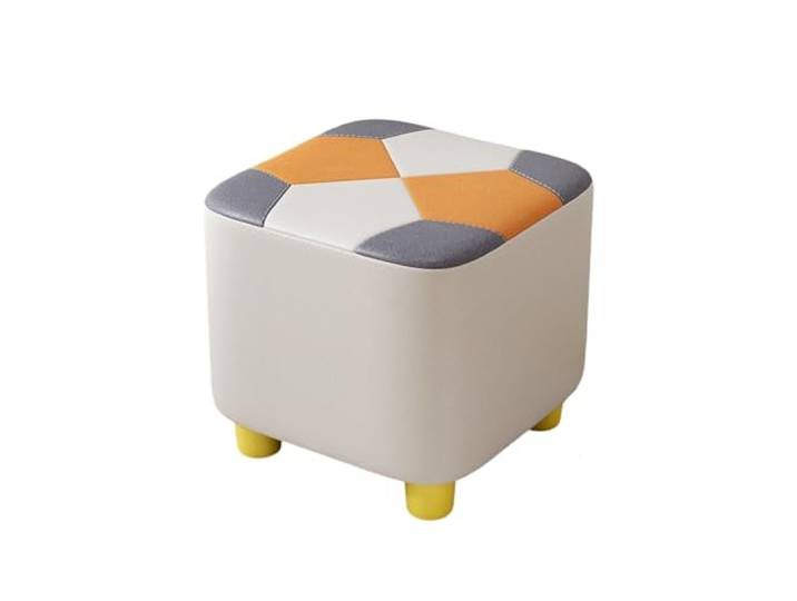 DANNMPX Sitzhocker Wohnzimmer Multifunktionaler Quadratischer Fußhocker, Atmungsaktives Gewebe, Weiches Kissen Zusätzliche Sitzplätze(White)