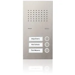 Ritto RGE1810325 Acero pur Edelstahl-Türstation Audio, 3 WE, Edelstahl