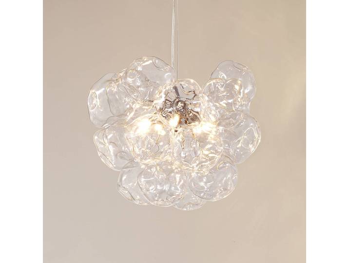 Glas Hängeleuchte Diborah Lucande, dimmbar, klar / transparent, für Wohn- / Esszimmer, Glas, Design, Hängelampe