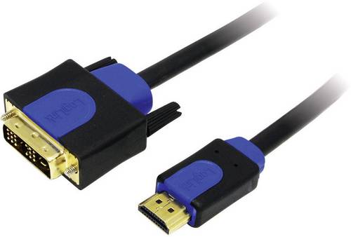 LogiLink DVI / HDMI Adapterkabel DVI-D 18+1pol. Stecker, HDMI-A Stecker 1.00m Schwarz CHB3101 vergoldete Steckkontakte