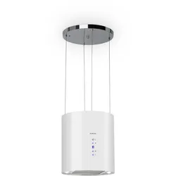 Barett Inselabzugshaube Ø35cm Umluft 522 m3/h LED Aktivkohlefilter Weiß