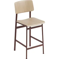 Loft Hocker 65 cm helle Eiche rote Beine