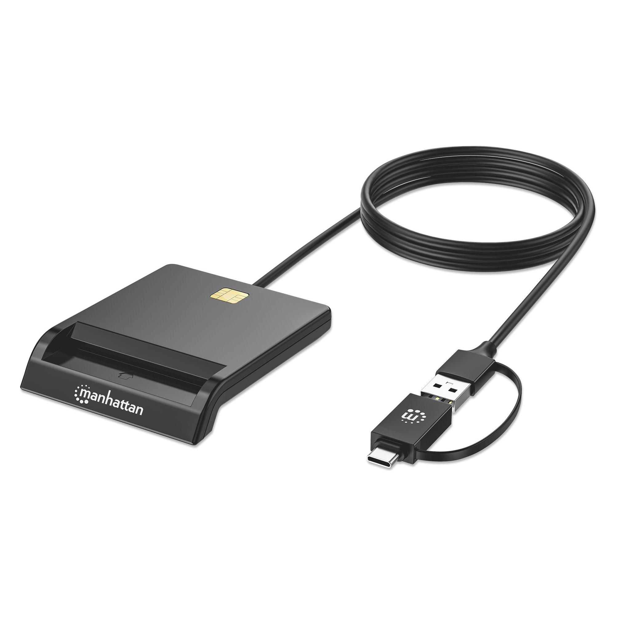 Manhattan Chipkartenleser/ Smartcard-Lesegerät mit USB-C / USB-A Kombo-Stecker (102759)