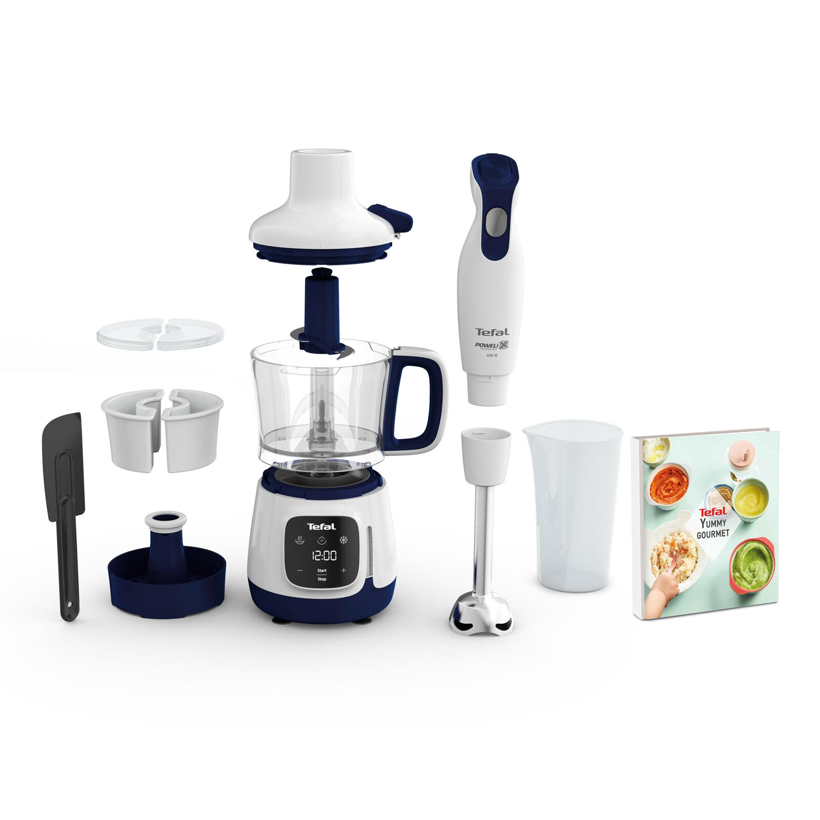 Tefal HB55W Yummy Gourmet blender en staande mixer, blauw/wit