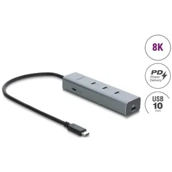 Delock 5-Port-USB-Typ-C-Hub mit 10 Gbit/s und 8K-Videoausgang sowie (USB-C, 5 Ports), Dockingstation + USB Hub