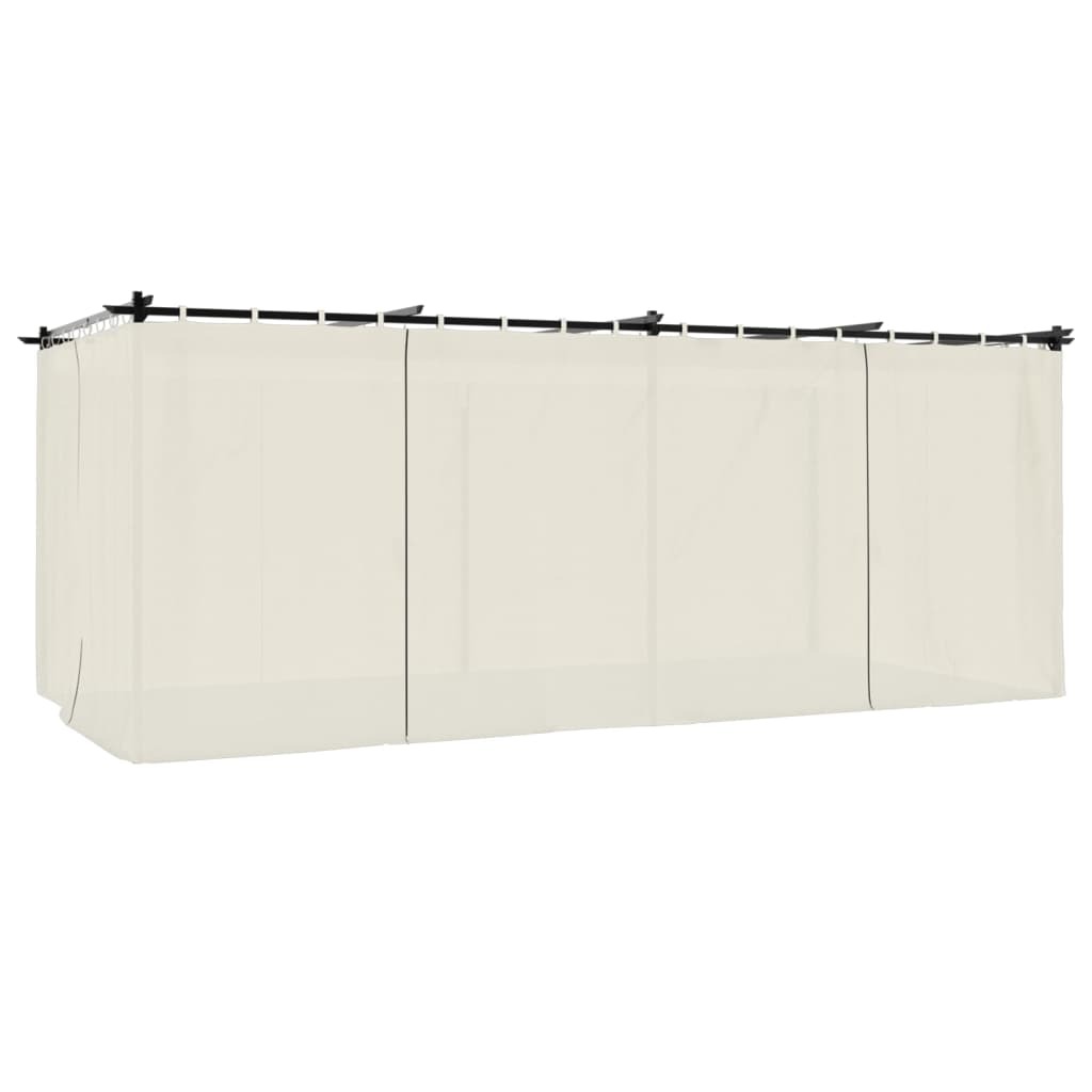 vidaXL Pavillon mit Vorhängen Creme 6x3 m Stahl