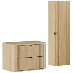 BADMÖBEL 80.4cm Mila 2er-Set Helle Eiche
