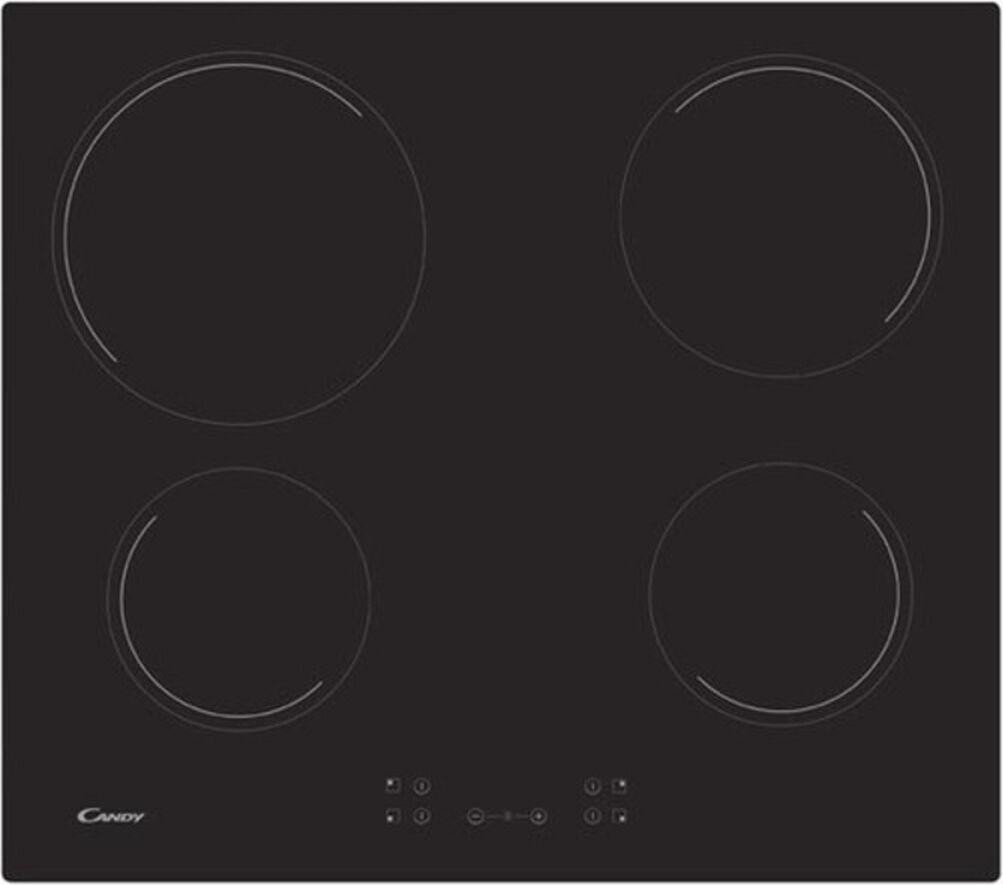 Candy CH64CCB keramisch kookplaat met 4 branders, zwart glas, B: 56 cm, D: 49 cm