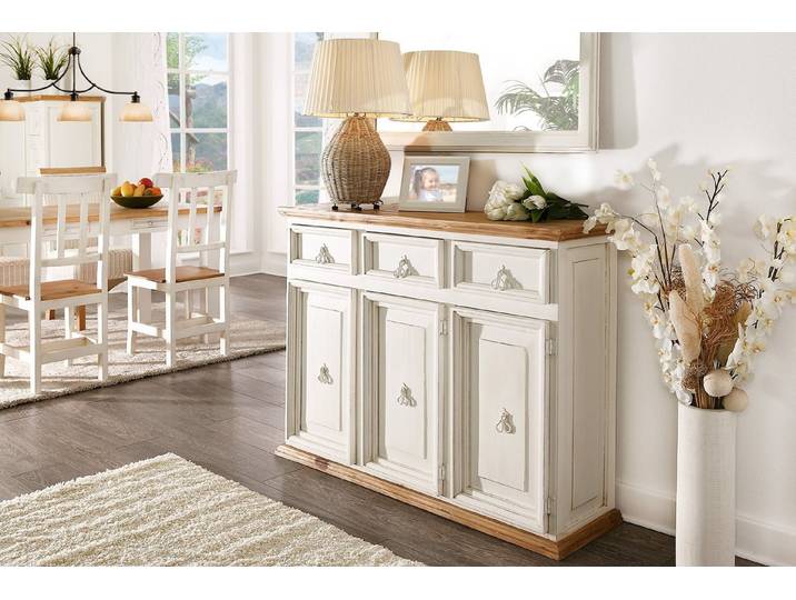 1a Direktimport Sideboard Sideboard Kommode Mexico Weiß - Pinie massiv - Landhausmöbel
