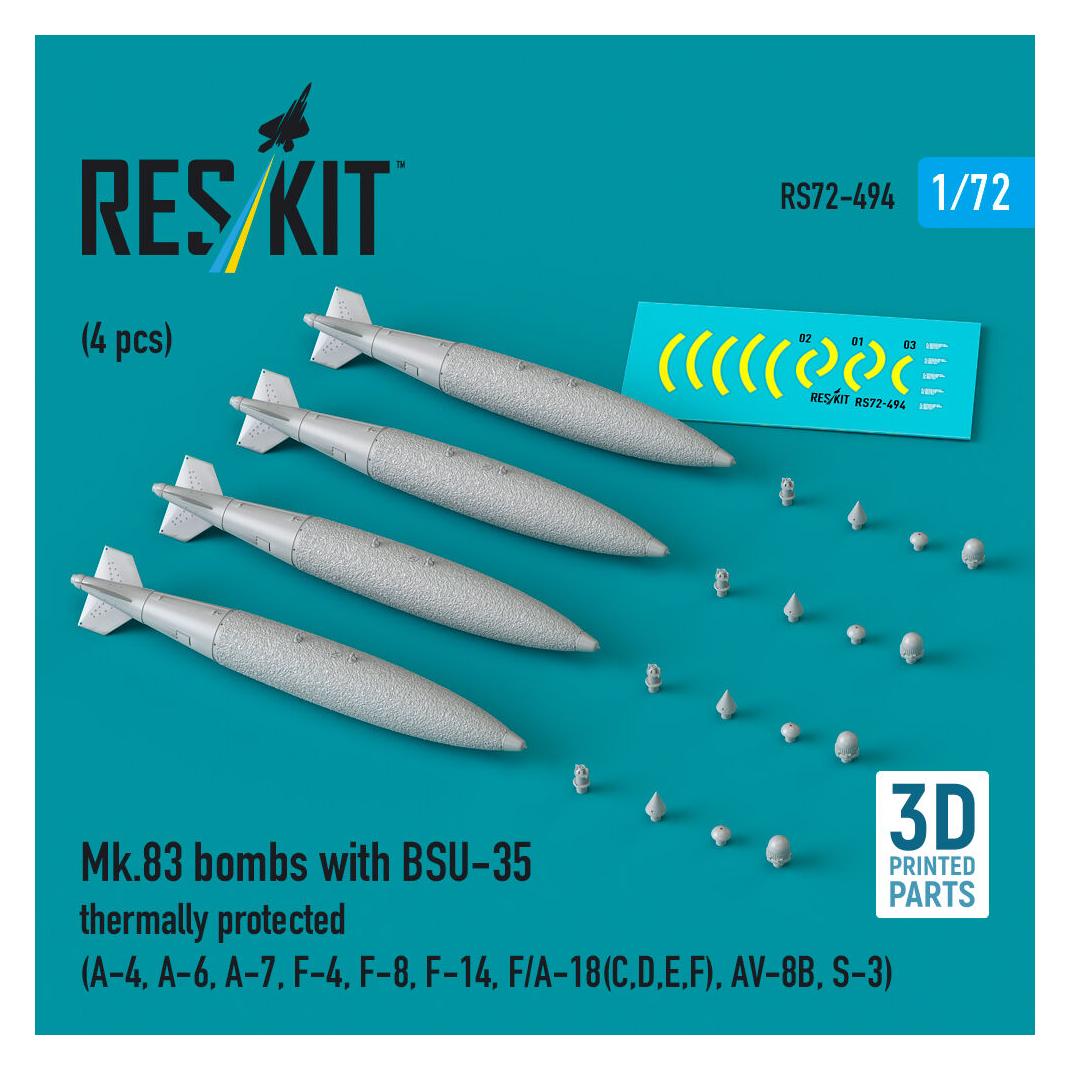 ResKit Mk.83 bombs with BSU-35 thermally protected (4 pcs) (A-4, A-6, A-7, F-4, F-8, F-14, F/A-18(C,D,E,F) (RS72-0494)