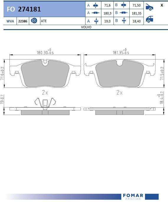 Fomar Friction Fo274181 Für Volvo