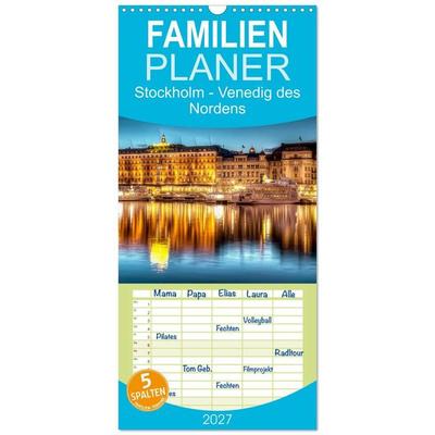 Familienplaner 2027 - Stockholm - Venedig des Nordens mit 5 Spalten (Wandkalender, 21 x 45 cm) CALVENDO