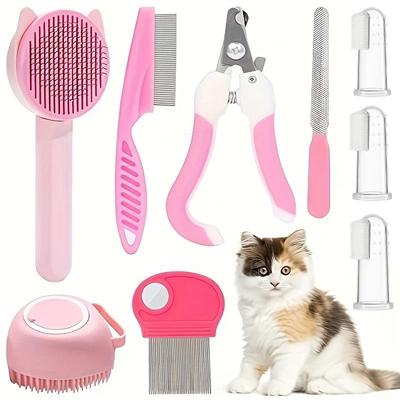 Inspired Finds 8 Piece Cat Grooming Kit With Self Cleaning Brush & Nail Care Tools 8 Piece Cat Grooming Kit With Self Cleaning Brush & Nail Care Tools