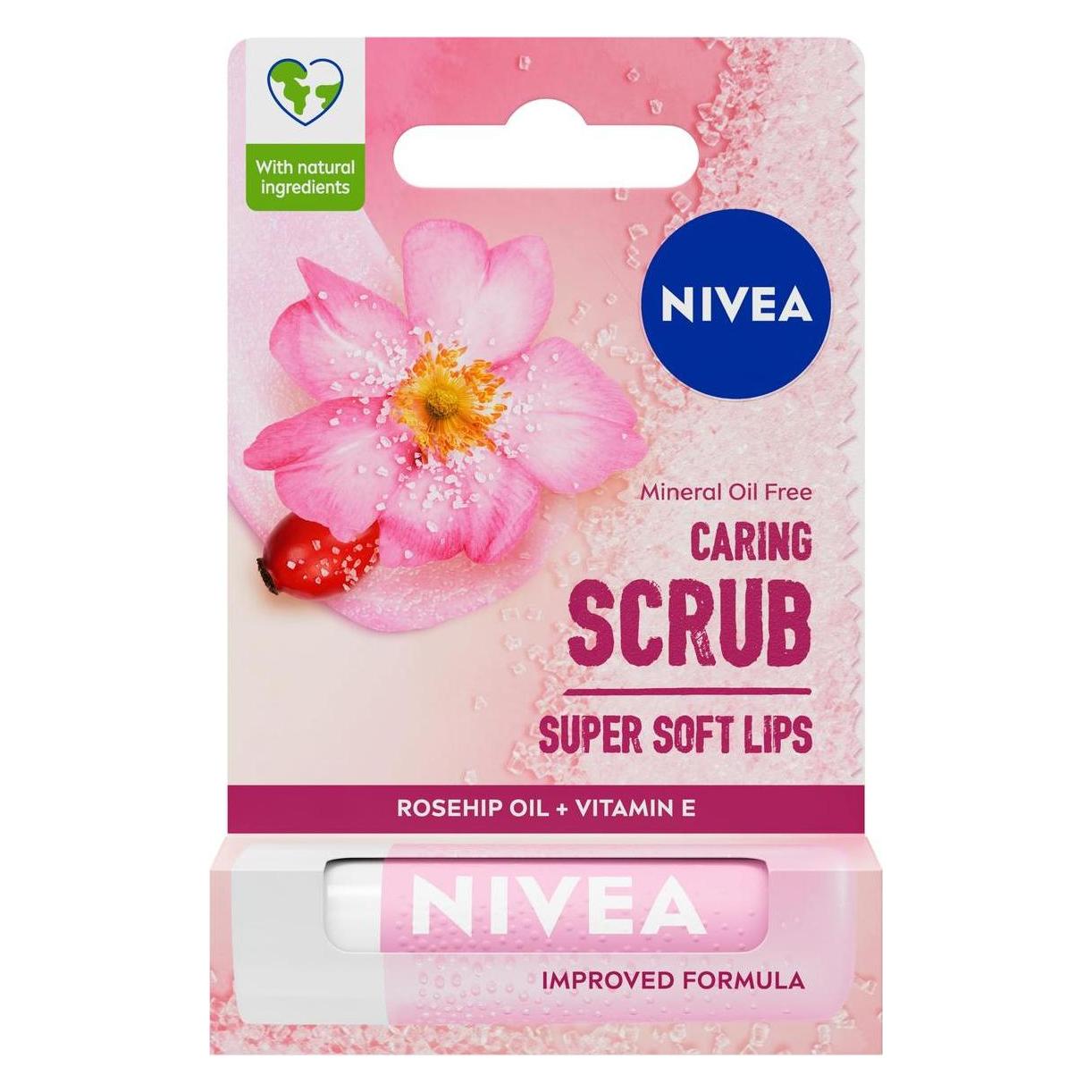 NIVEA Caring Scrub Lip Scrub Rosehip 4.8G (4.80 g) (4005900686602)