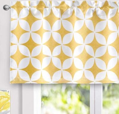 DriftAway Amelia Retro Geo Pattern Round Circle Star Print Blackout Valance Single Yellow - 52'' width x 24'' length