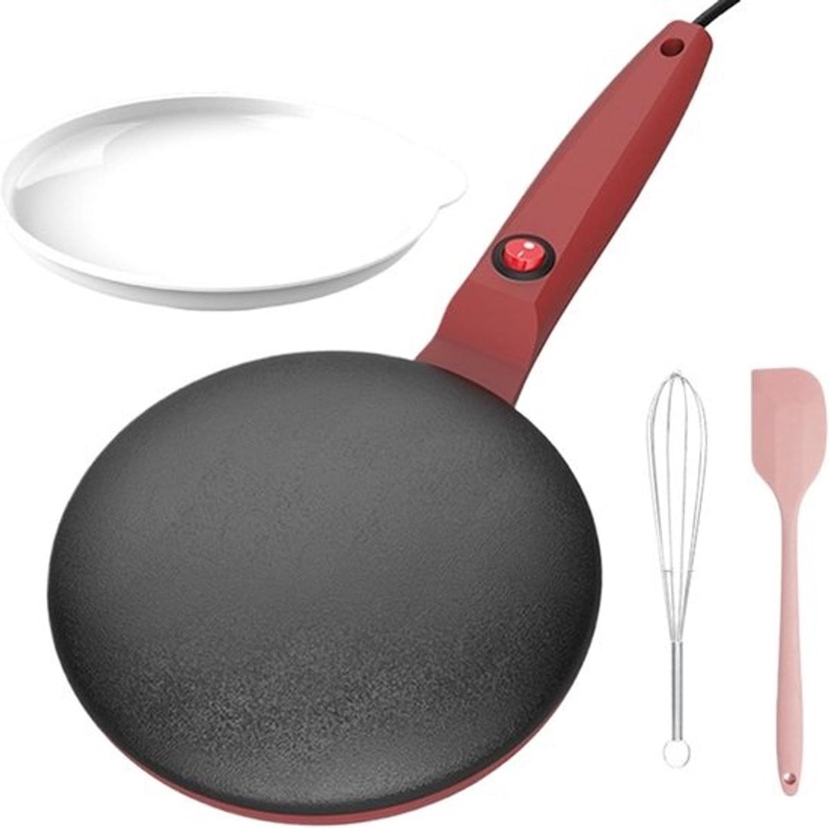 Elektrische Pannenkoekenpan Crêpemaker Machine Rood - 20 cm Diameter