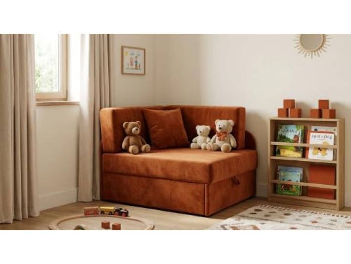 Family Meble Kinder-Schlafsofa Denis Design mit Bettkasten, ausziehbar – Variante Rosa