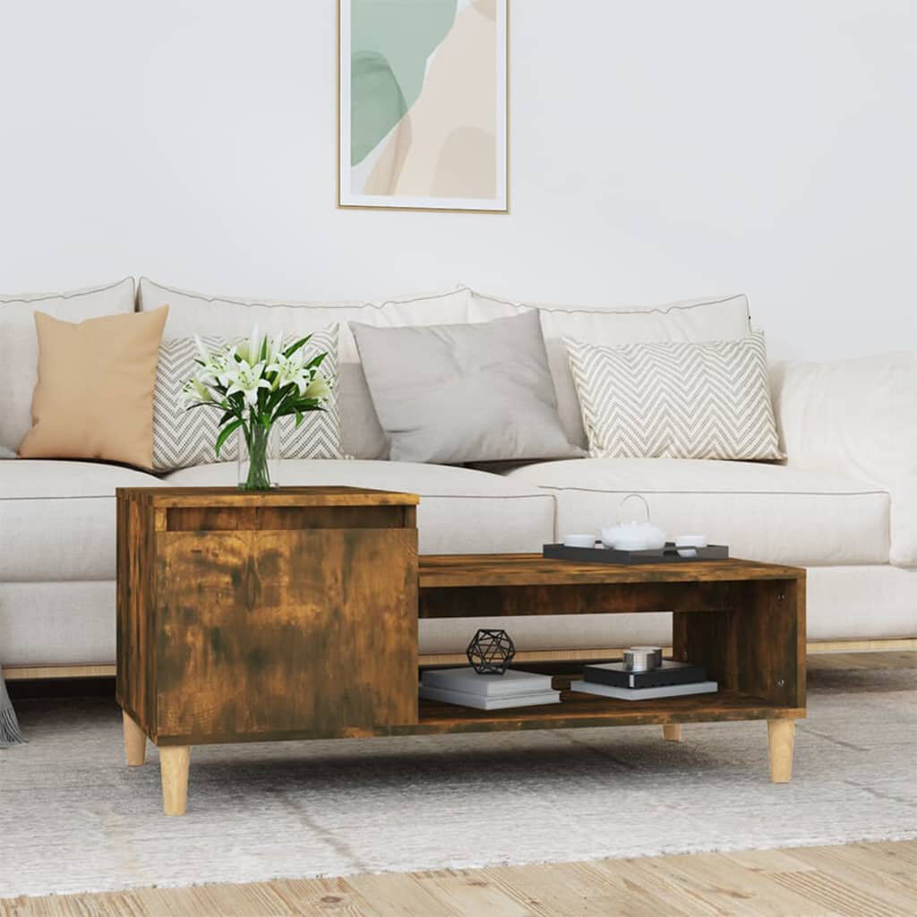 17 Stories Karshana Four Leg Coffee Table with Storage Rustic Brown