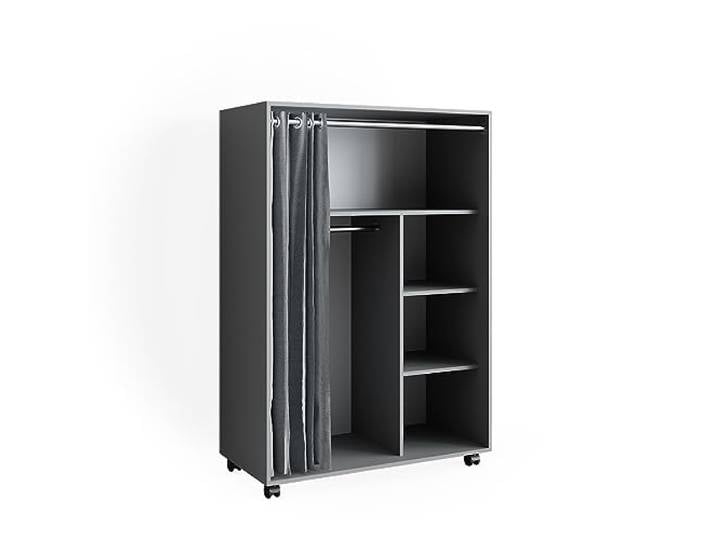 Vicco Kleiderschrank Doros, Grau, 100 x 146.6 cm offen rollbar, zur flexiblen Aufbewahrung von Kleidung und Accessoires