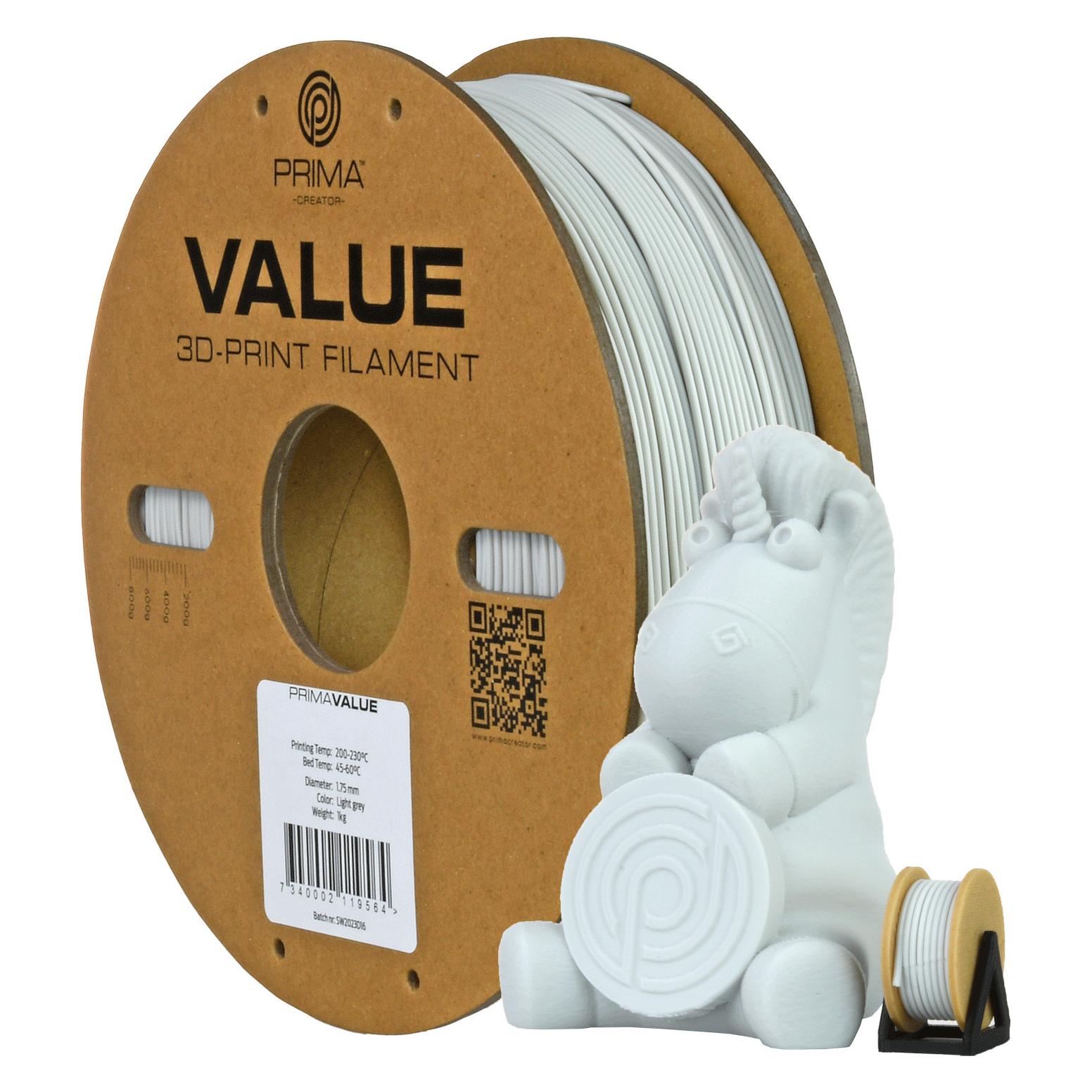 Prima Creator PrimaValue PETG -filamentti 3D -tulostimeen,, harmaa (PETG, 1000 g, 1.75 mm) (30232-12821)