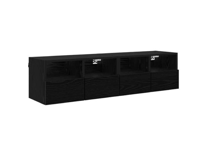 KTHLBRH TV-Schränke zur Wandmontage, 2 Stück, schwarze Eiche, Holz 4 Türen, 8 Einlegeböden, Scharniertür, 17,8 kg, Wandmontage, moderner Stil, langlebig