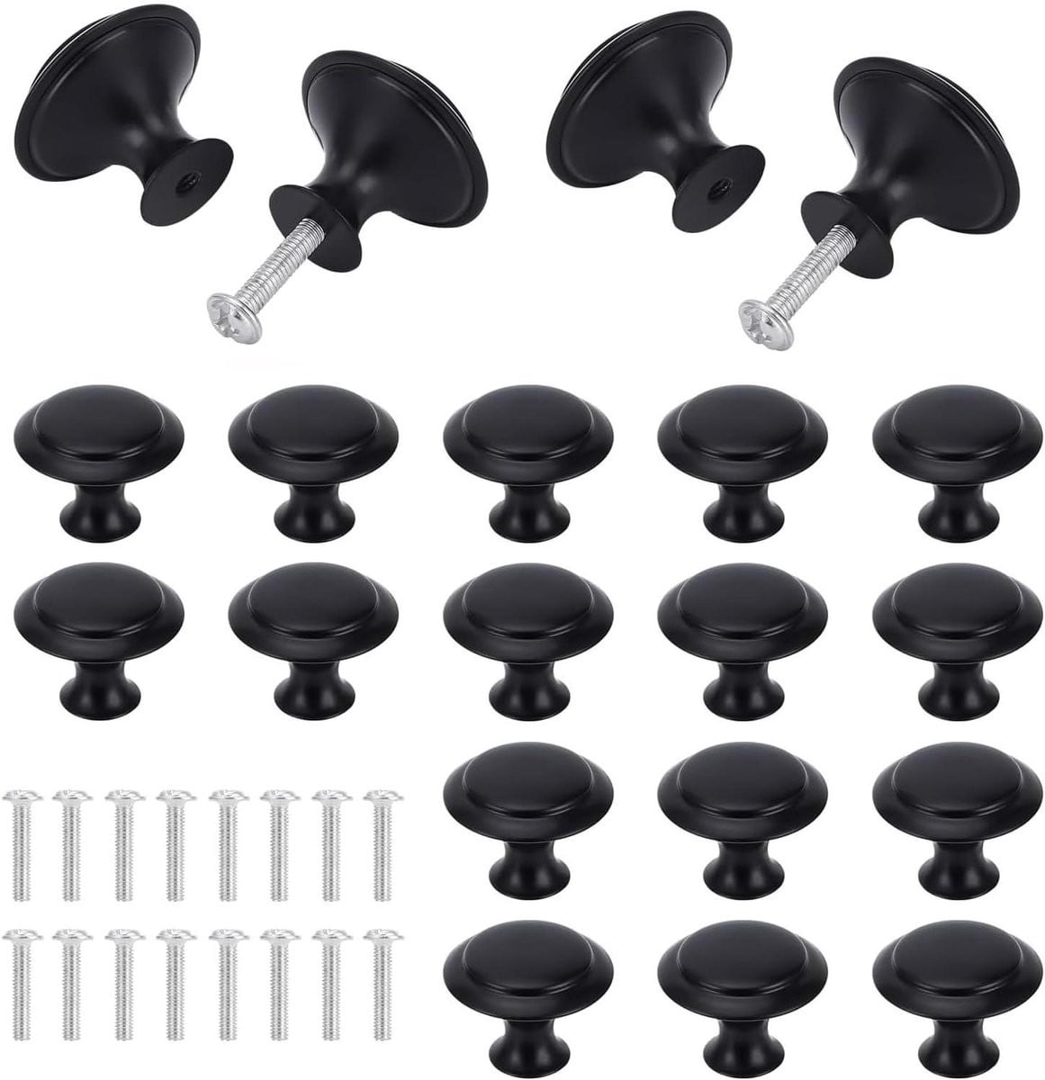 Ladeknop Set Meubelgrepen Mat Zwart - 30mm Diameter