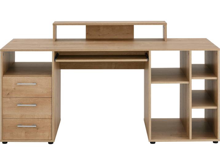 Schreibtisch VOGL MÖBELFABRIK Timra , braun (eiche, eiche, eiche), B:160cm H:87,5cm T:67cm, Tische, Schreibtisch, Tastaturauszug, Aufsatz & Towerfach, Breite 160 cm, Made in Germany