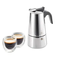 Gefu Espresso-Set Emilio 3-teilig Espressokocher, 2 doppelwandige Espressogläser