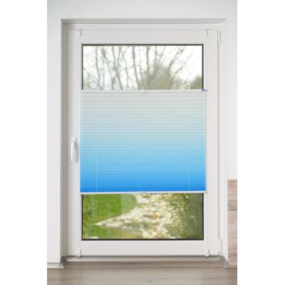 Plissee K-HOME "Farbverlauf Sunrise, ohne Bohren, Klemmfix, Farbverlauf", hellblau, weiß, B:95cm H:210cm, Obermaterial: 100% Polyester, Plissees